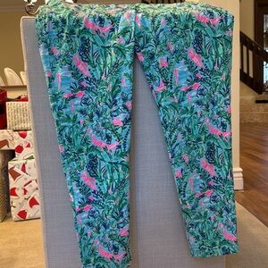 Lilly Pulitzer Luxletic Corso Pant UPF Blue Horizon Par Fection Golf size 16